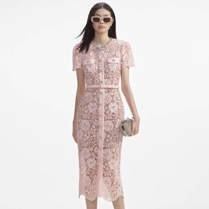 self-portrait Pink Lace Diamante Bow Midi Dress Size: Various - MSRP $615 - NWT